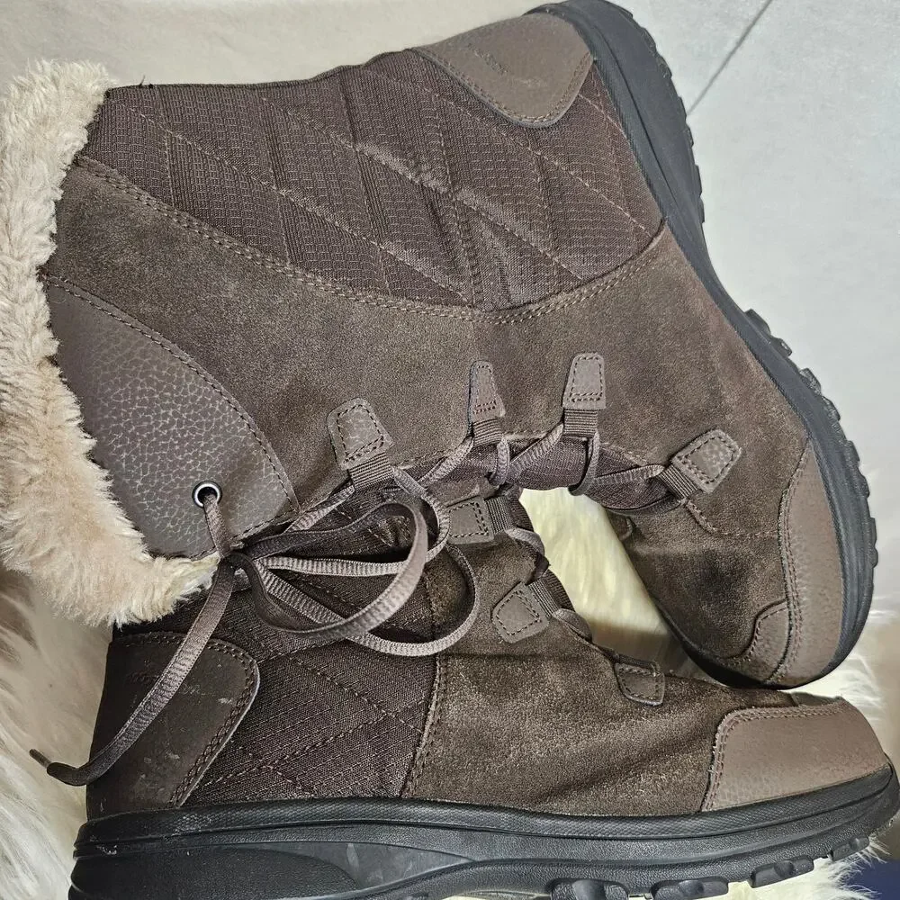 Columbia Ice Maiden Brown Winter Boots Faux Fur Waterproof Women's Size 11